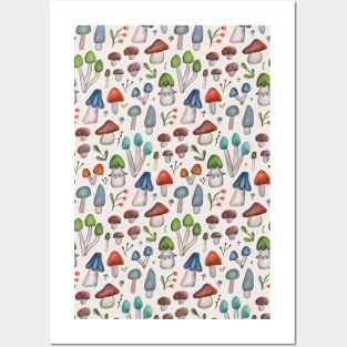 Watercolor mushrooms Posters and Art